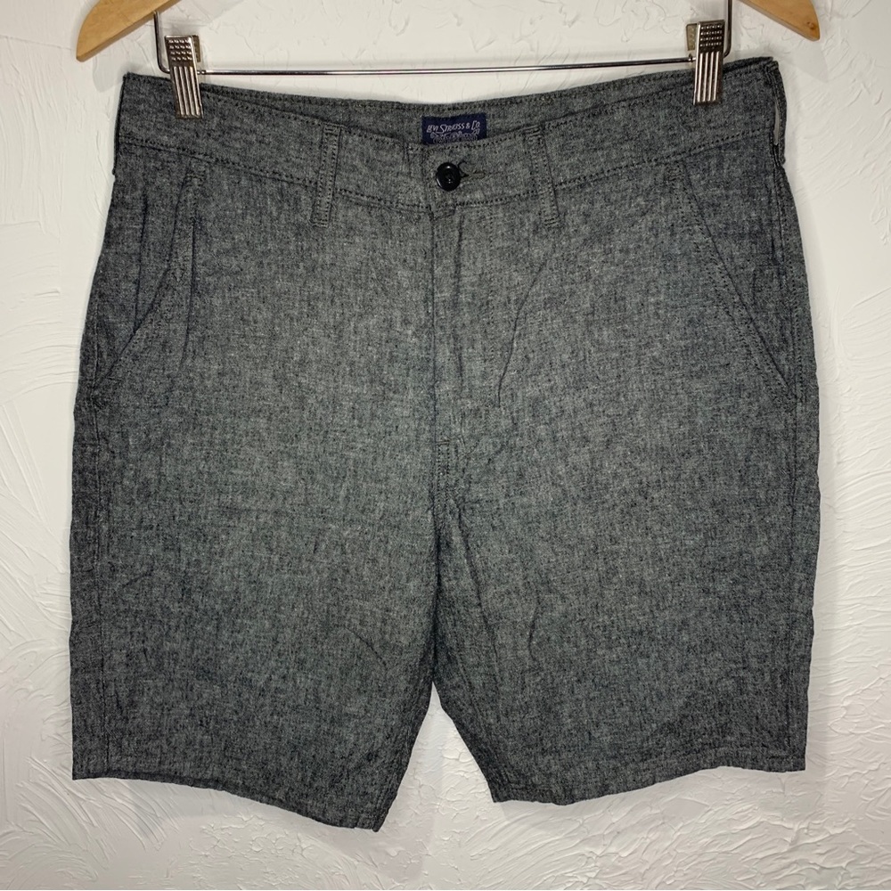 Levi's Straight Chino Shorts Mens 31 Dark Gray Casual Linen Cotton Blend